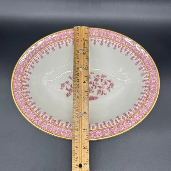 Vintage Oval Vegetable Serving Bowl Theodore Haviland Cambridge Crimson Tree 50s - Picture 7 of 9
